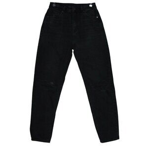 American Eagle Mom Straight Jeans Womens 00 black distressed ripped knee